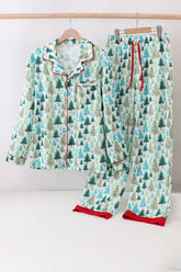 Green christmas tree print dad pajamas pants set - Aaria Tees