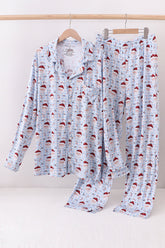 Blue santa claus bamboo dad pajamas set - Aaria Tees
