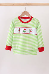 Green christmas grinch embroidery boy top - Aaria Tees