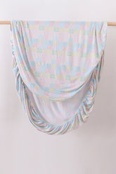 Pink floral checkered bamboo crib sheet - Aaria Tees