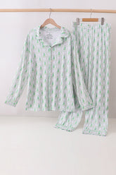 Green christmas tree bamboo dad pajama set - Aaria Tees