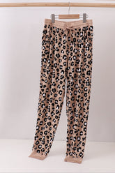 Brown leopard bamboo mom pajama pants - Aaria Tees