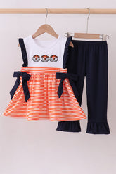 Auburn embroidery ruffle stripe pants set - Aaria Tees
