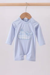 Blue Whale Applique One-Piece Swimsuit - Aaria Tees