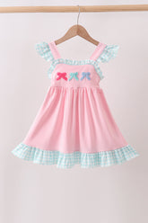 Pink Bow French Knot Bow Dress - Aaria Tees