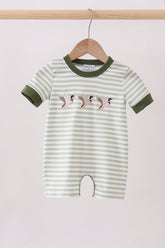 Green Duck Embroidered Stripe Romper - Aaria Tees