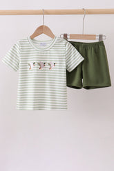 Green Duck Embroidered Shorts Set - Aaria Tees