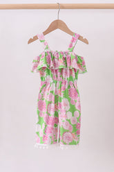 Pink floral ruffle jumpsuit - Aaria Tees