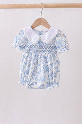 Blue rose smocked bubble - Aaria Tees