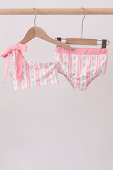 Blush floral print bow 2pc swimsuit - Aaria Tees