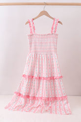 Blush floral smocked tiered dress - Aaria Tees