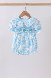 Blue rose smocked bubble - Aaria Tees