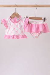Pink bow ruffle 2pc swimsuit - Aaria Tees