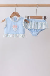 Blue character applique ruffle 2pc swimsuit - Aaria Tees