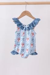 Blue strawberry bow ruffle one-piece swimsuit - Aaria Tees