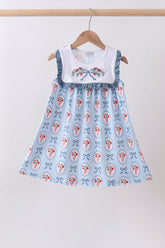 Blue strawberry bow ruffle dress - Aaria Tees
