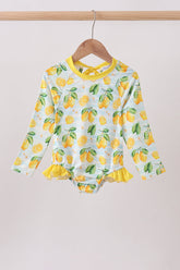 Lemon print ruffle rashguard - Aaria Tees