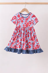 Blue Floral Bamboo Dress - Aaria Tees