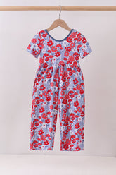 Blue Floral Bamboo Jumpsuit - Aaria Tees
