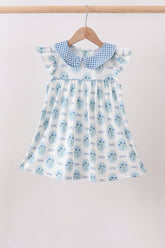 Blue Retro Floral Dress - Aaria Tees