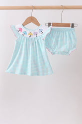Blue Umbrella Smocked Bloomer Set - Aaria Tees