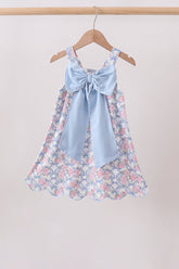 Blue Floral Bow Dress - Aaria Tees