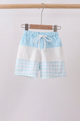 Blue Plaid UPF Swim Trunks - Aaria Tees
