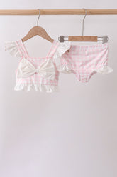 Pink Plaid Bow UPF Swim Set - Aaria Tees