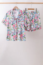 Pink Floral Bamboo Pajamas Women Set - Aaria Tees