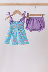 Blue Shark Smocked Bloomer Set - Aaria Tees