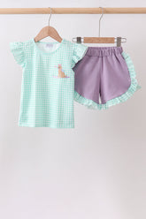 Mint Puppy Plaid Embroidered Set - Aaria Tees