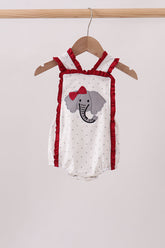 Maroon Alabama Elephant Applique Ruffle Bubble - Aaria Tees