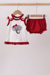 Maroon Alabama Elephant Applique Bloomer Set - Aaria Tees