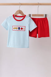 Blue Apple Pencil Embroidered Set - Aaria Tees