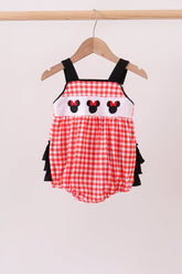 Red Character Plaid Embroidered Bubble - Aaria Tees