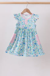 Blue Floral Dress - Aaria Tees