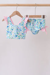 Blue Floral UPF Swim Set - Aaria Tees