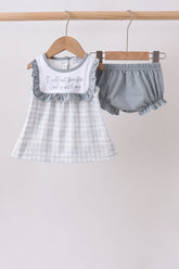 Blue Faith Quote Embroidered Bloomer Set - Aaria Tees
