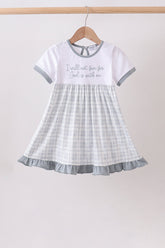 Blue Faith Quote Embroidered Dress - Aaria Tees