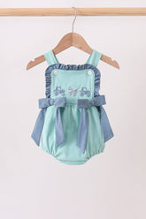 Blue Farm Tractor Embroidered Bubble - Aaria Tees