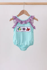 Blue under the sea Embroidered UPF Swim One-Piece - Aaria Tees