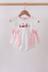 Pink Pencil ABC embroidery dot bubble - Aaria Tees