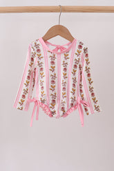 Pink Garden Ruffle Rashguard - Aaria Tees