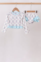 Blue Boots Ruffle Rashguard Set - Aaria Tees