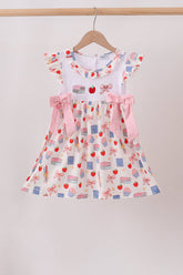 Pink Apple Embroidered Dress - Aaria Tees