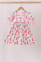 Pink Boots Smocked Dress - Aaria Tees