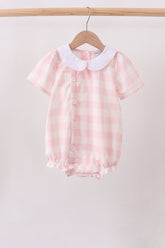 Pink gingham button bubble - Aaria Tees