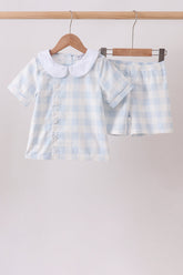Blue Gingham Shorts Set - Aaria Tees