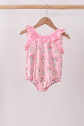 Pink Floral Ruffle One-Piece Swimsuit - Aaria Tees