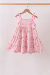 Pink Floral Tiered Dress - Aaria Tees